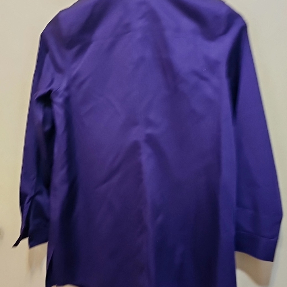 NWT Chico's Deep Purple 3/4 Sleeves Button Up Shirt / Blouse Size 0 / Small - Picture 3 of 7